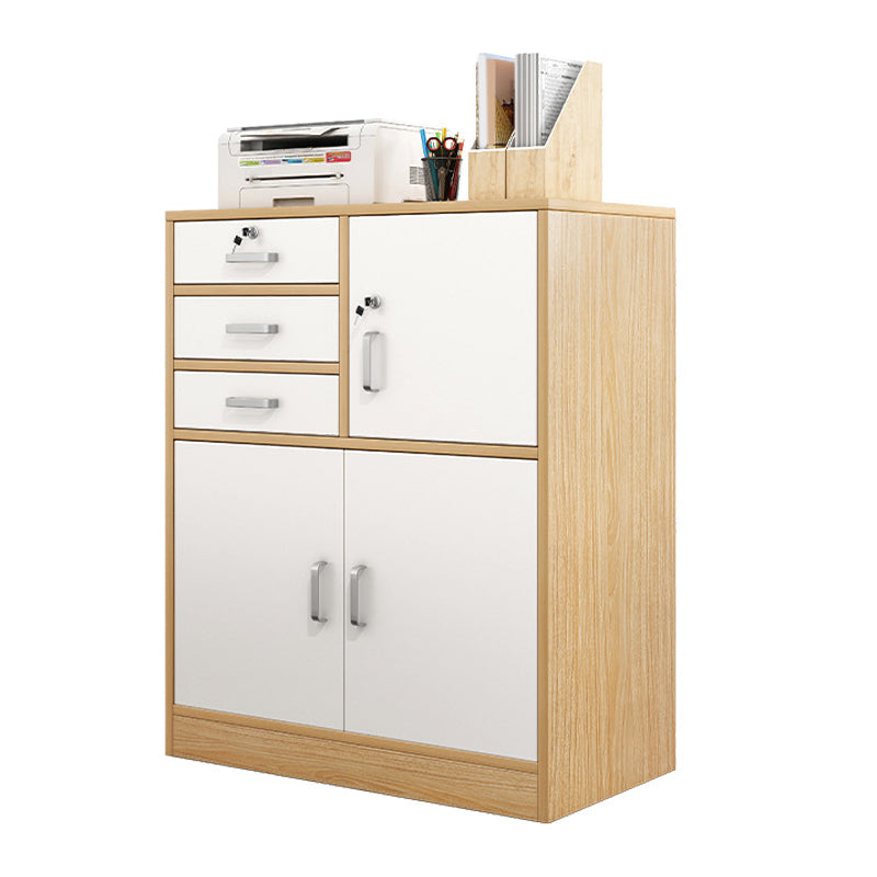 Nordic Style Filing Cabinet Color Block Drawers Wood File Cabinet for Home Office