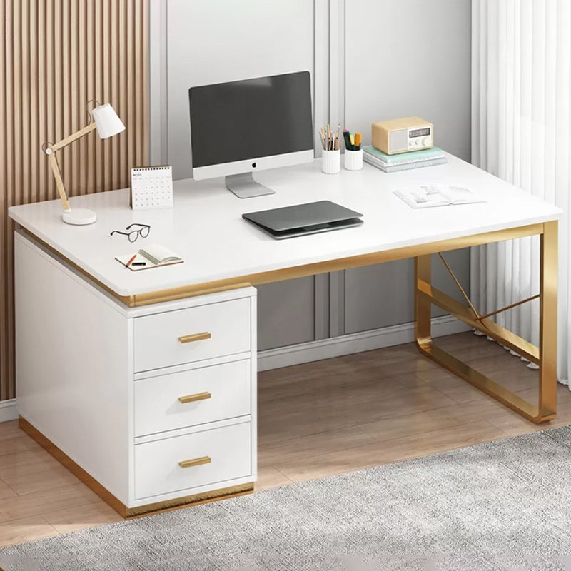 Contemporary Computer Desk Cabinet Rectangular Office Desk with Drawers