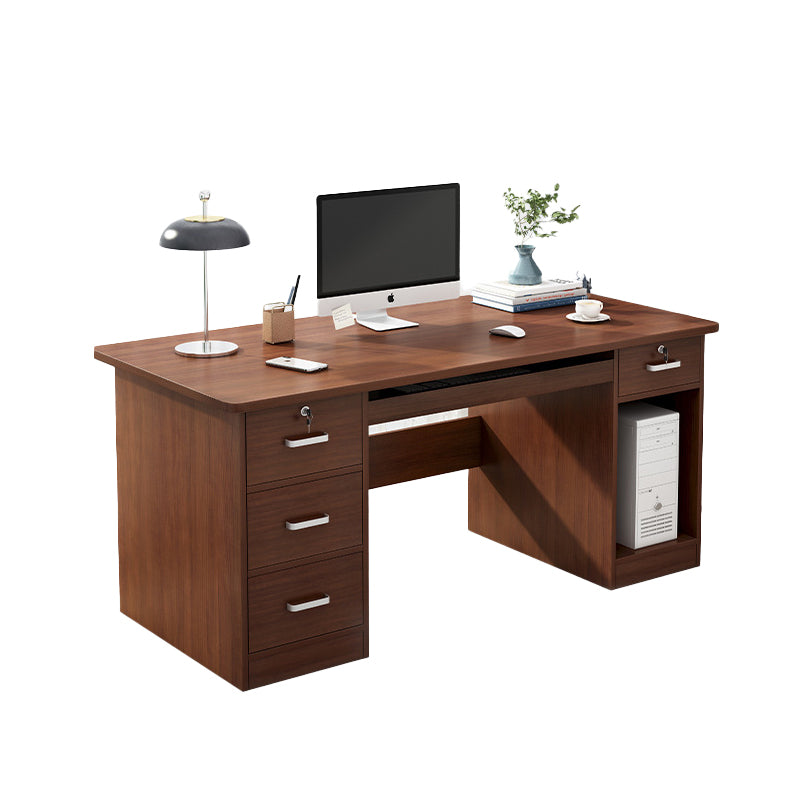 Contemporary Computer Desk Cabinet Rectangular Office Desk with Drawers