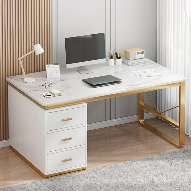 Contemporary Computer Desk Cabinet Rectangular Office Desk with Drawers