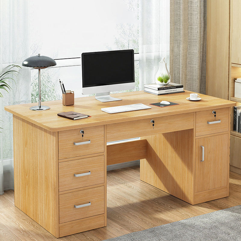 Contemporary Computer Desk Cabinet Rectangular Office Desk with Drawers