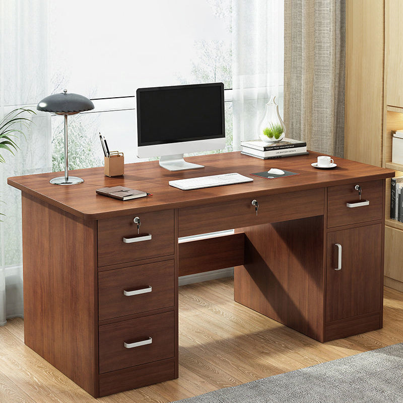 Contemporary Computer Desk Cabinet Rectangular Office Desk with Drawers