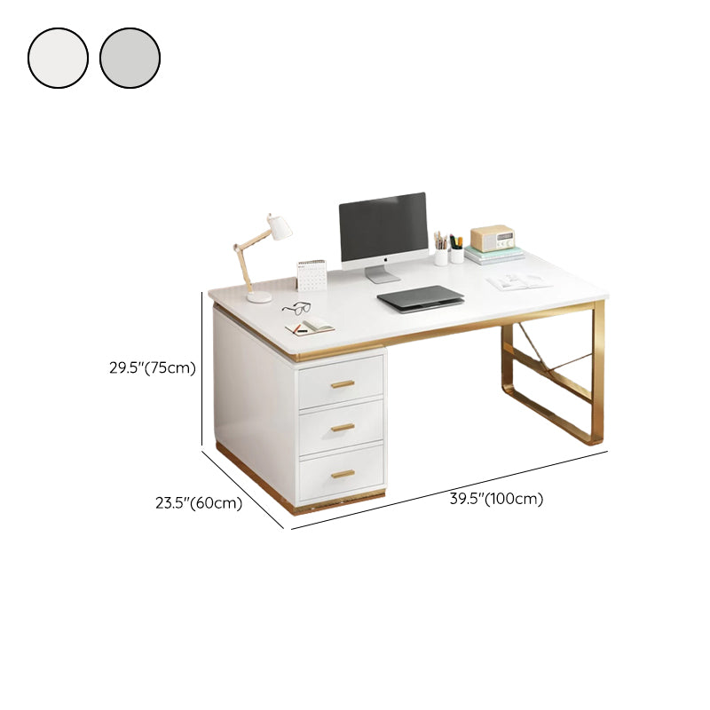 Contemporary Computer Desk Cabinet Rectangular Office Desk with Drawers