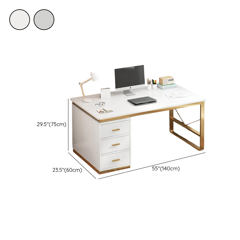 Contemporary Computer Desk Cabinet Rectangular Office Desk with Drawers