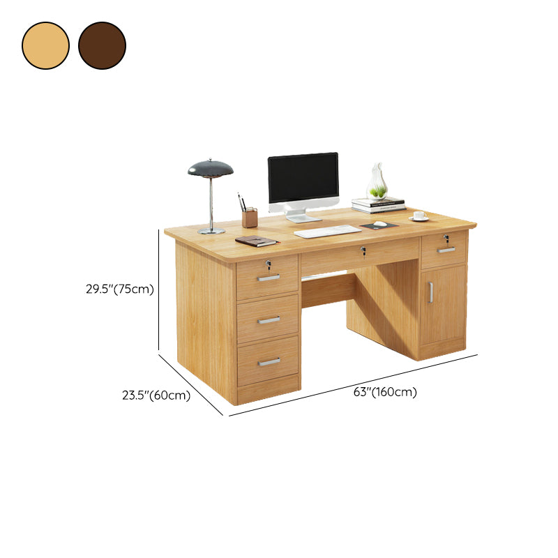 Contemporary Computer Desk Cabinet Rectangular Office Desk with Drawers