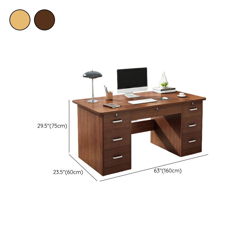 Contemporary Computer Desk Cabinet Rectangular Office Desk with Drawers