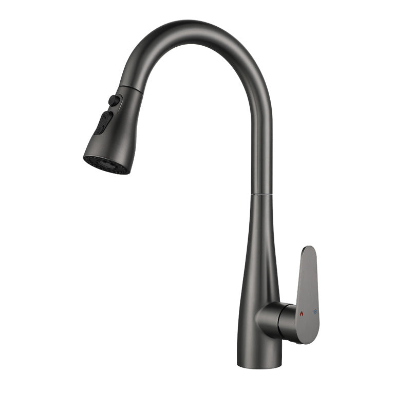 Modern Faucet 1-Handle 1-Hole Copper with Pull out Sprayer Gooseneck Faucet