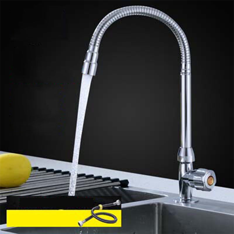 1-Hole Kitchen Faucet Single Handle Kitchen Sink Faucet with Swivel Spout