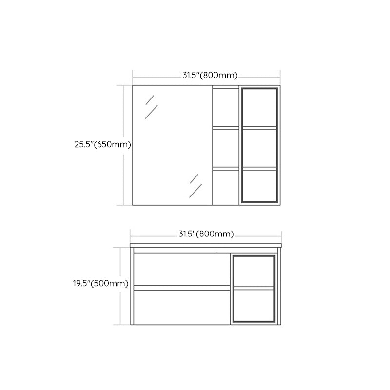 Modern Bathroom Sink Vanity Solid Color Vanity Cabinet with Mirror