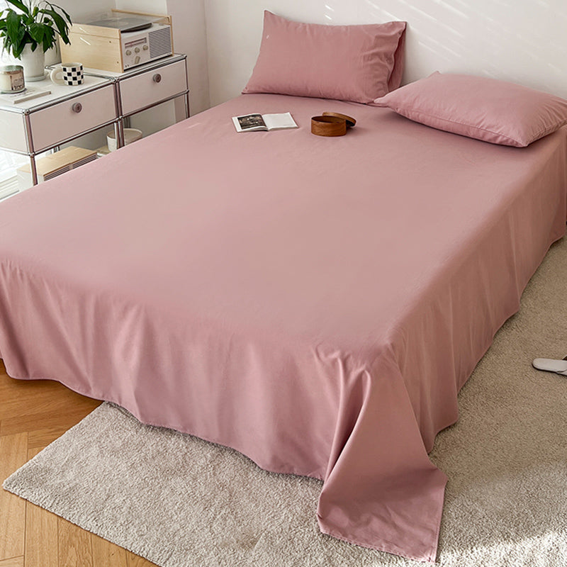 Cotton Plain Bed Sheet Breathable Fade Resistant Bed Sheet Set