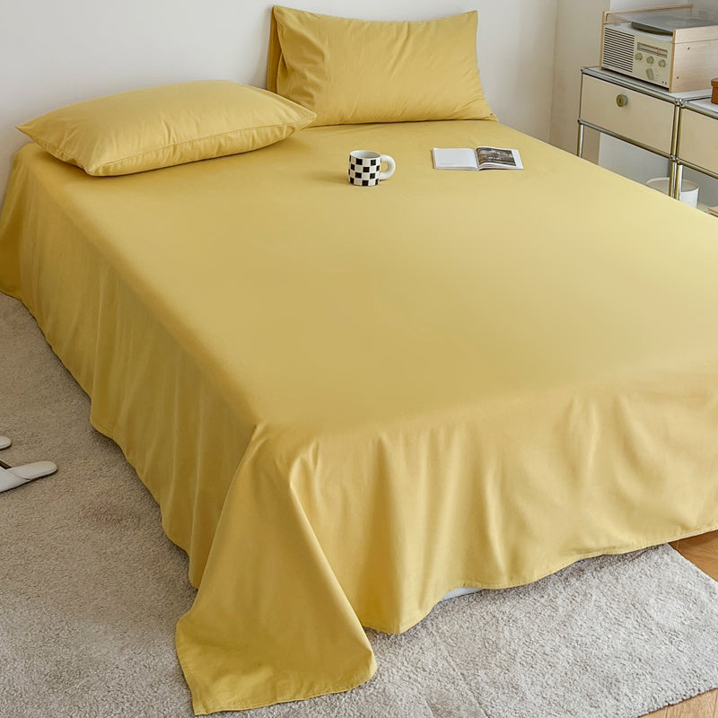 Cotton Plain Bed Sheet Breathable Fade Resistant Bed Sheet Set