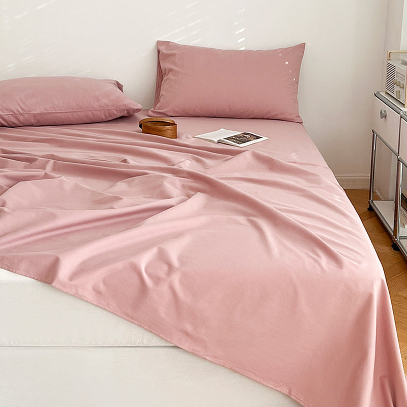 Cotton Plain Bed Sheet Breathable Fade Resistant Bed Sheet Set