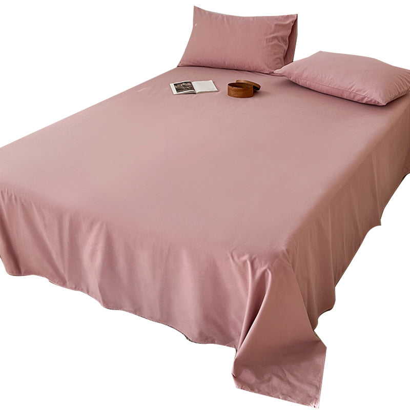 Cotton Plain Bed Sheet Breathable Fade Resistant Bed Sheet Set