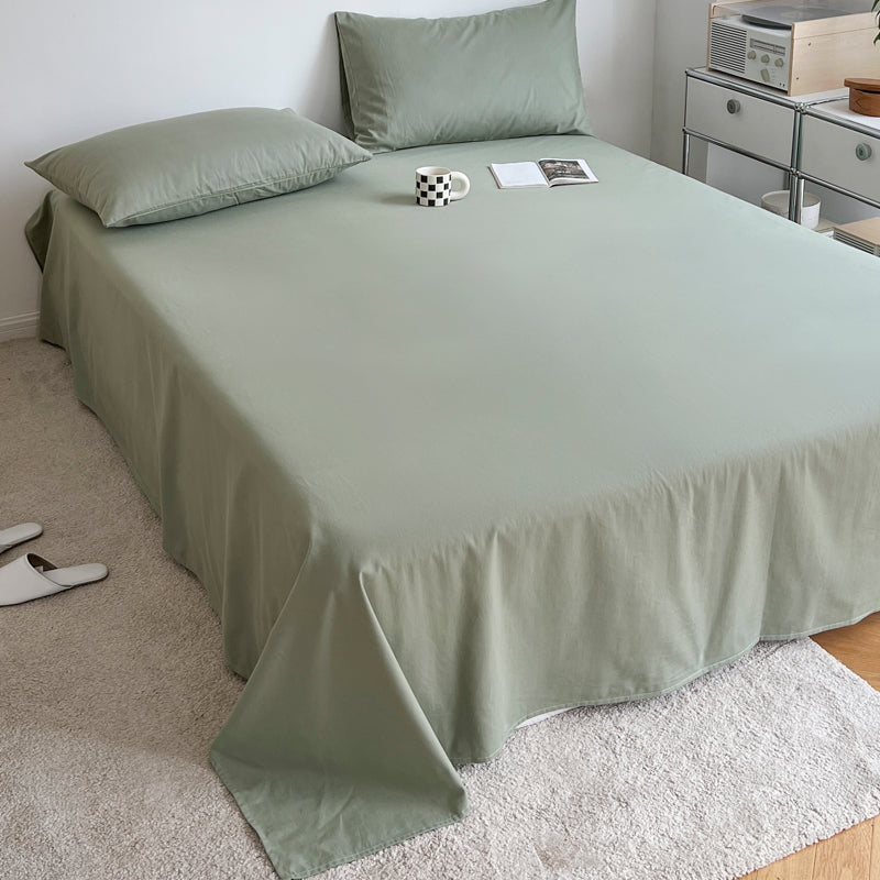 Cotton Plain Bed Sheet Breathable Fade Resistant Bed Sheet Set