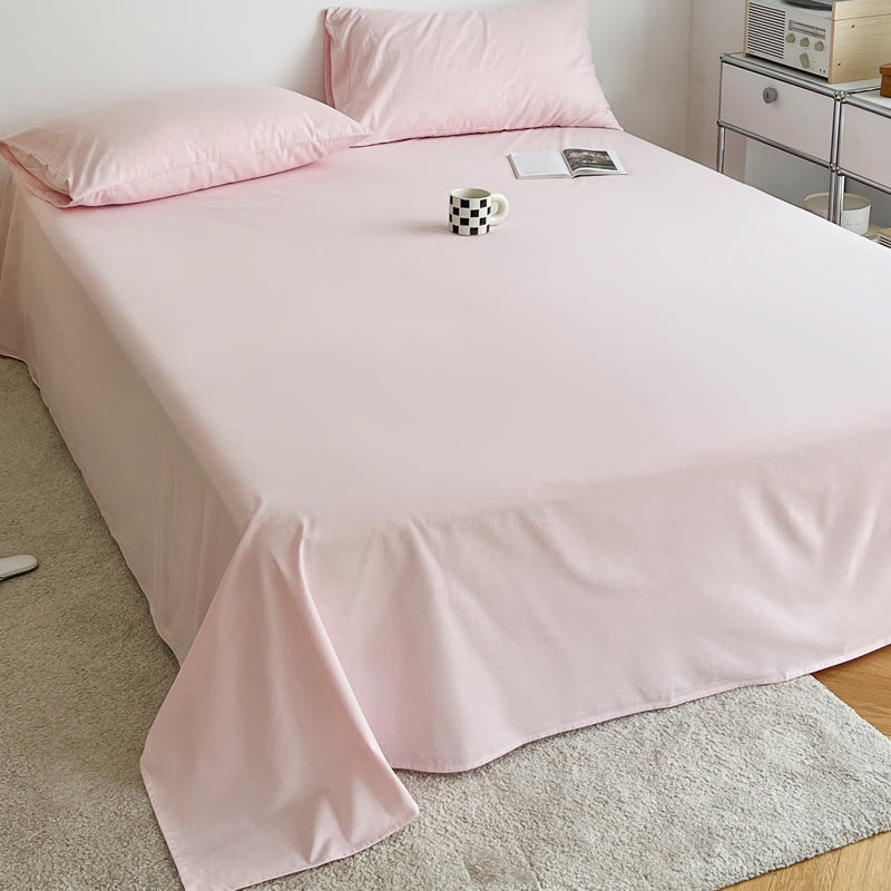 Cotton Plain Bed Sheet Breathable Fade Resistant Bed Sheet Set