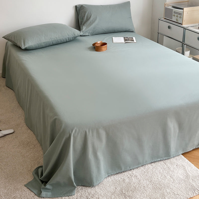 Cotton Plain Bed Sheet Breathable Fade Resistant Bed Sheet Set