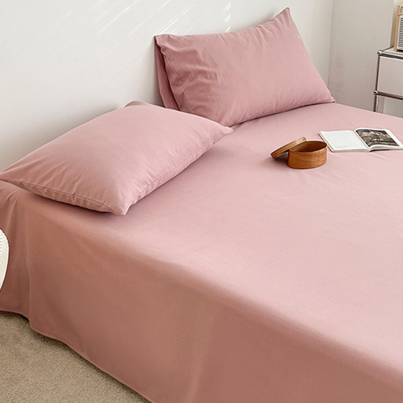 Cotton Plain Bed Sheet Breathable Fade Resistant Bed Sheet Set