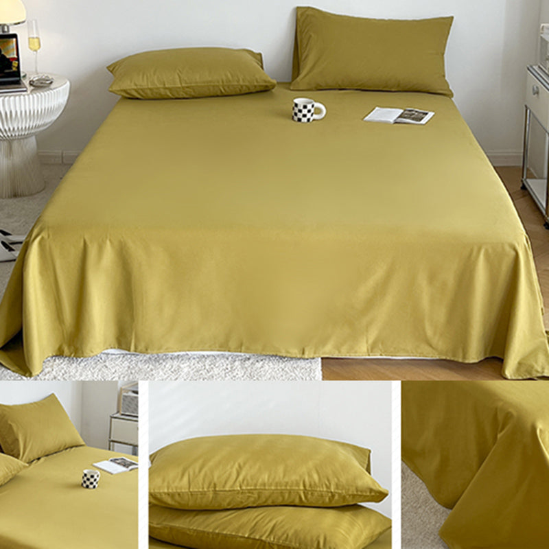 Cotton Plain Bed Sheet Breathable Fade Resistant Bed Sheet Set