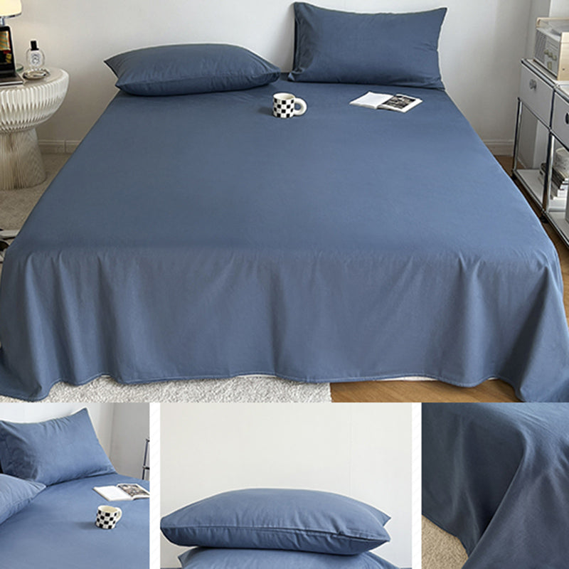 Cotton Plain Bed Sheet Breathable Fade Resistant Bed Sheet Set