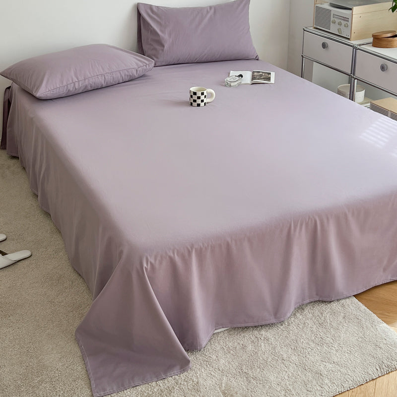 Cotton Plain Bed Sheet Breathable Fade Resistant Bed Sheet Set