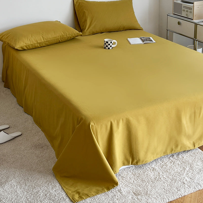 Cotton Plain Bed Sheet Breathable Fade Resistant Bed Sheet Set