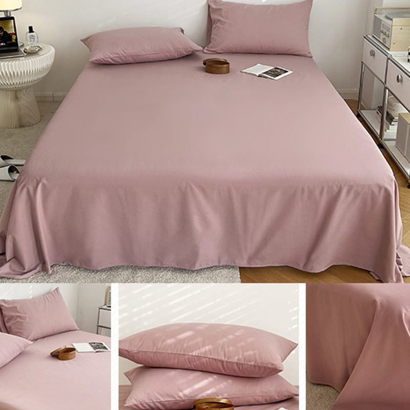 Cotton Plain Bed Sheet Breathable Fade Resistant Bed Sheet Set