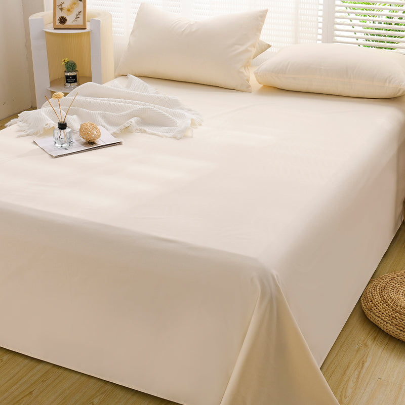 Cotton Plain Bed Sheet Breathable Fade Resistant Bed Sheet Set