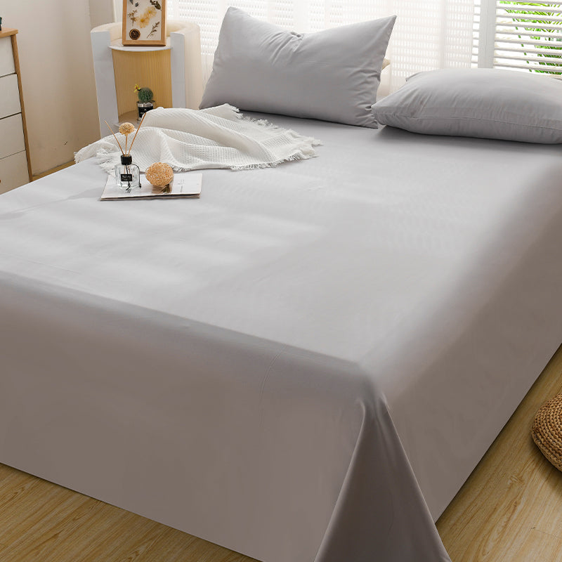 Cotton Plain Bed Sheet Breathable Fade Resistant Bed Sheet Set