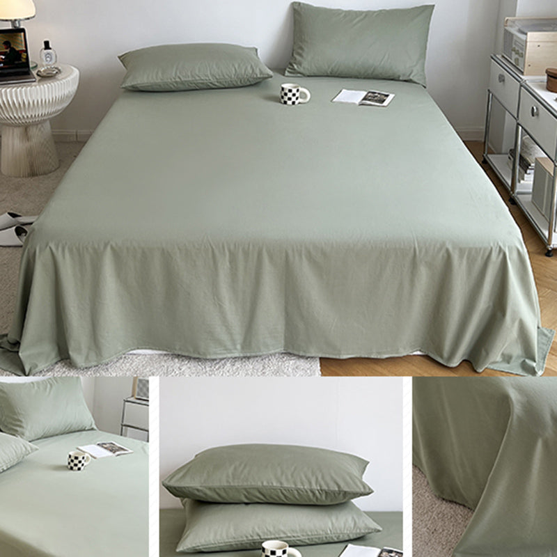 Cotton Plain Bed Sheet Breathable Fade Resistant Bed Sheet Set