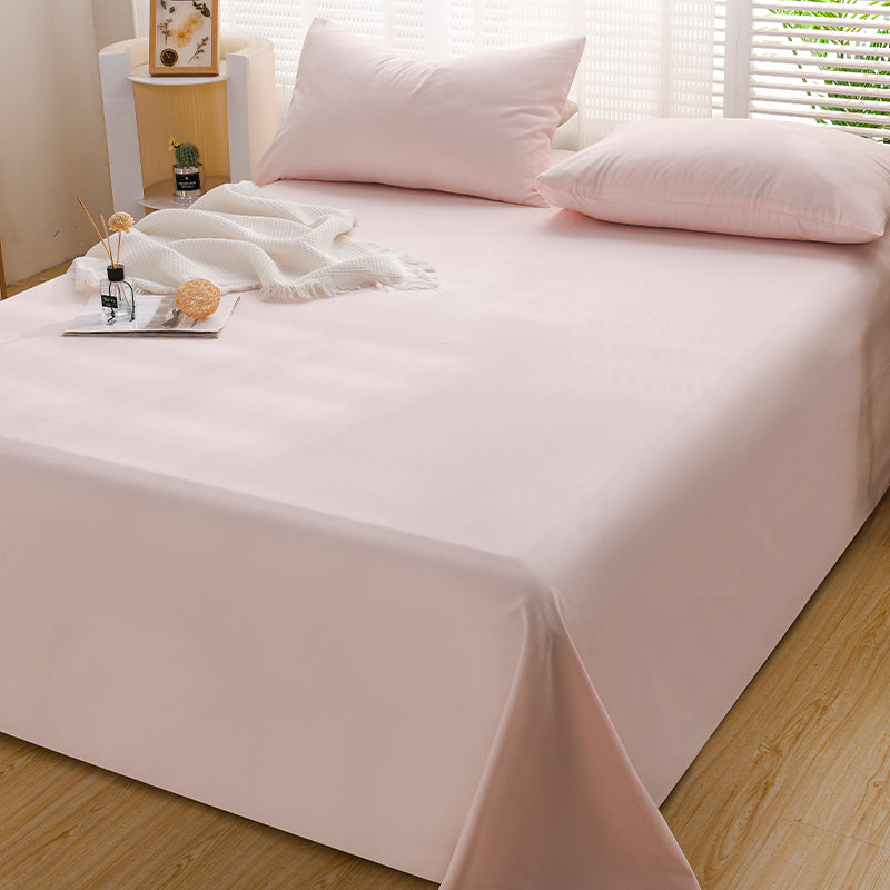 Cotton Plain Bed Sheet Breathable Fade Resistant Bed Sheet Set