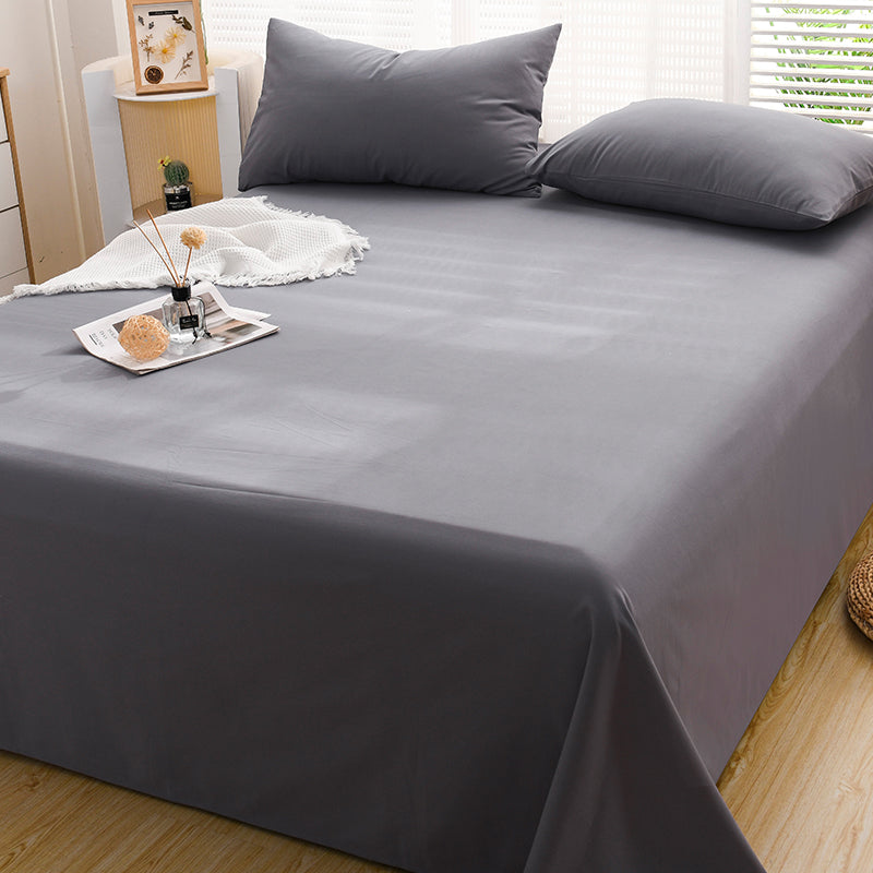 Cotton Plain Bed Sheet Breathable Fade Resistant Bed Sheet Set