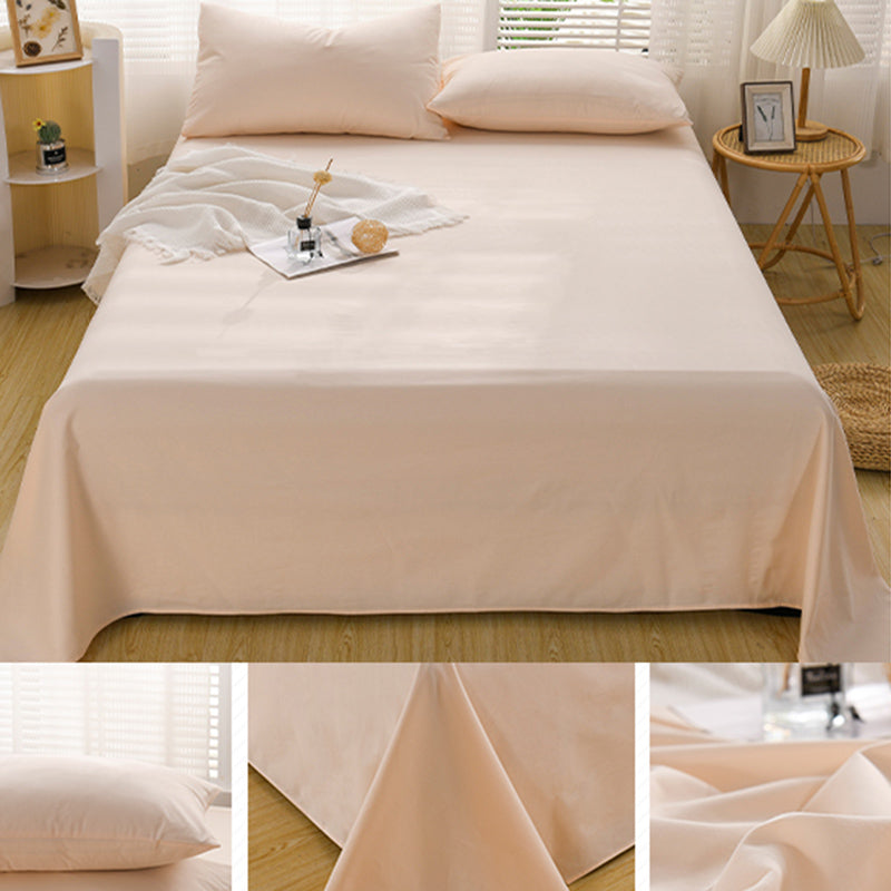 Cotton Plain Bed Sheet Breathable Fade Resistant Bed Sheet Set