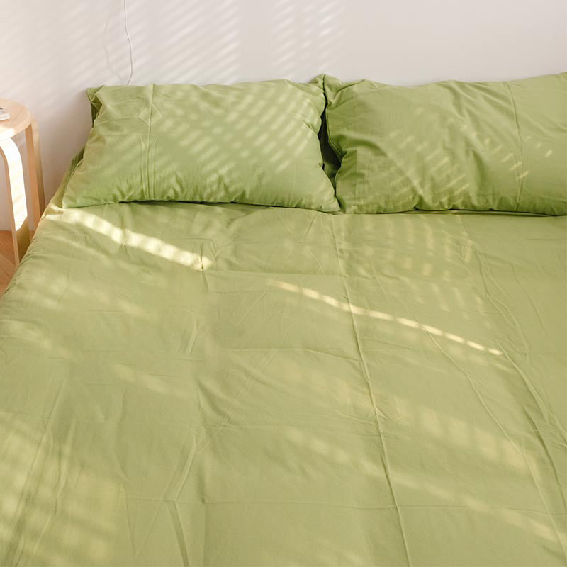 Cotton Bed Sheet Whole Colored Fade Resistant Breathable Soft Sheet