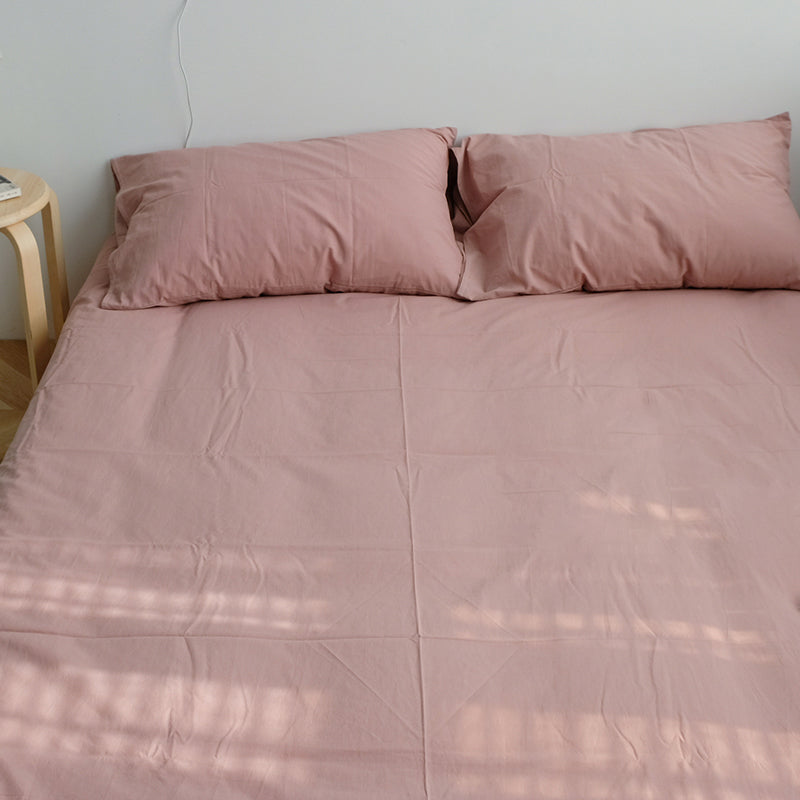 Cotton Bed Sheet Whole Colored Fade Resistant Breathable Soft Sheet