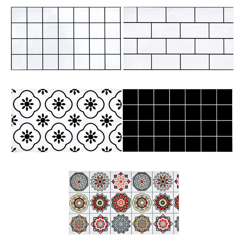 Square Mosaic Tile Plastic Peel and Stick Tile for Kitchen and Bathroom