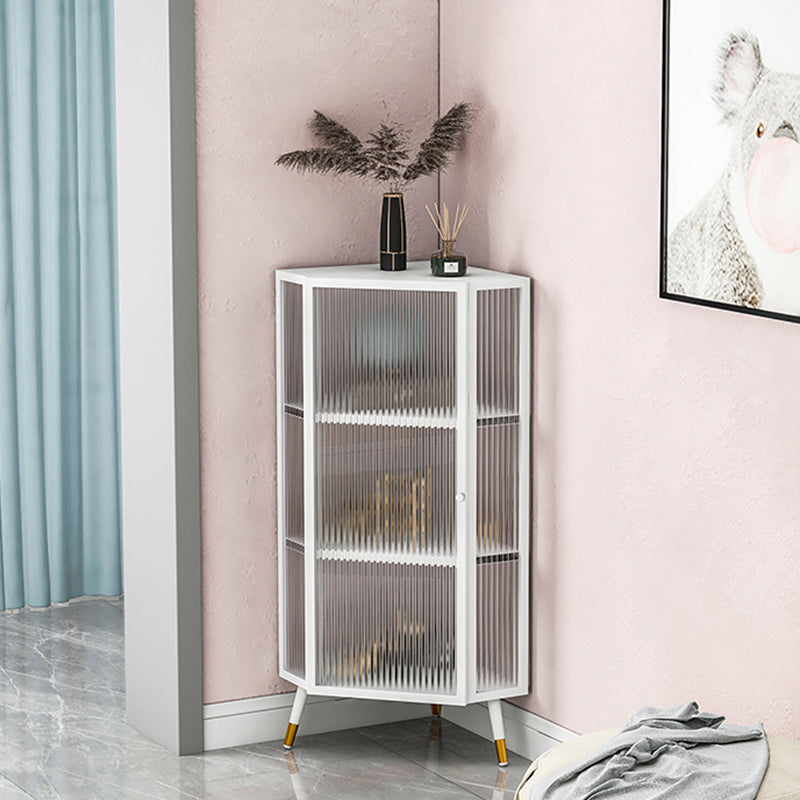 Contemporary Curio Cabinet Metal Buffet Cabinet with Glass Door for Bedroom