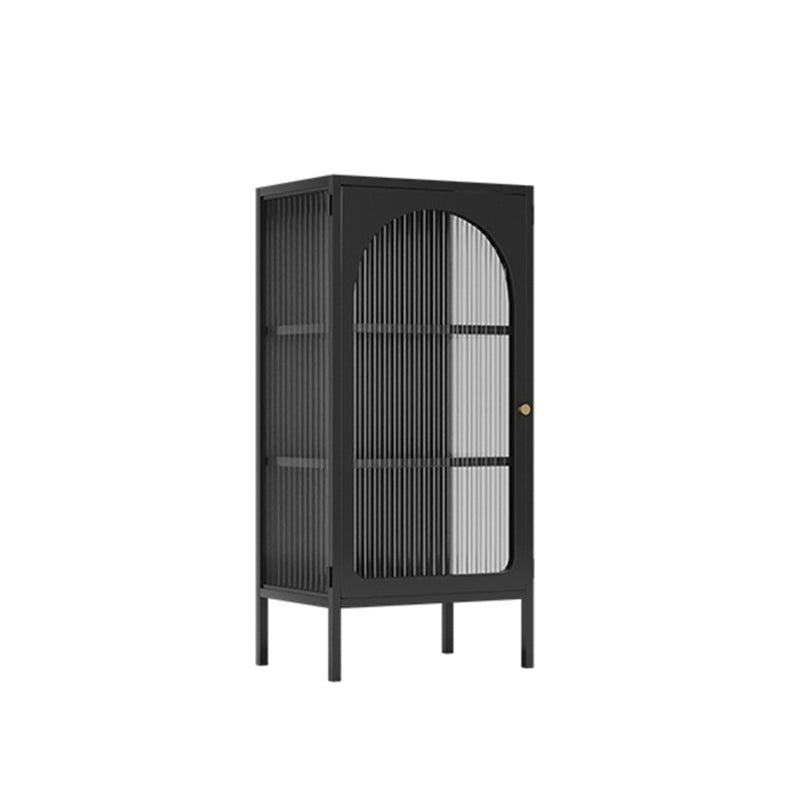 Contemporary Curio Cabinet Metal Buffet Cabinet with Glass Door for Living Room