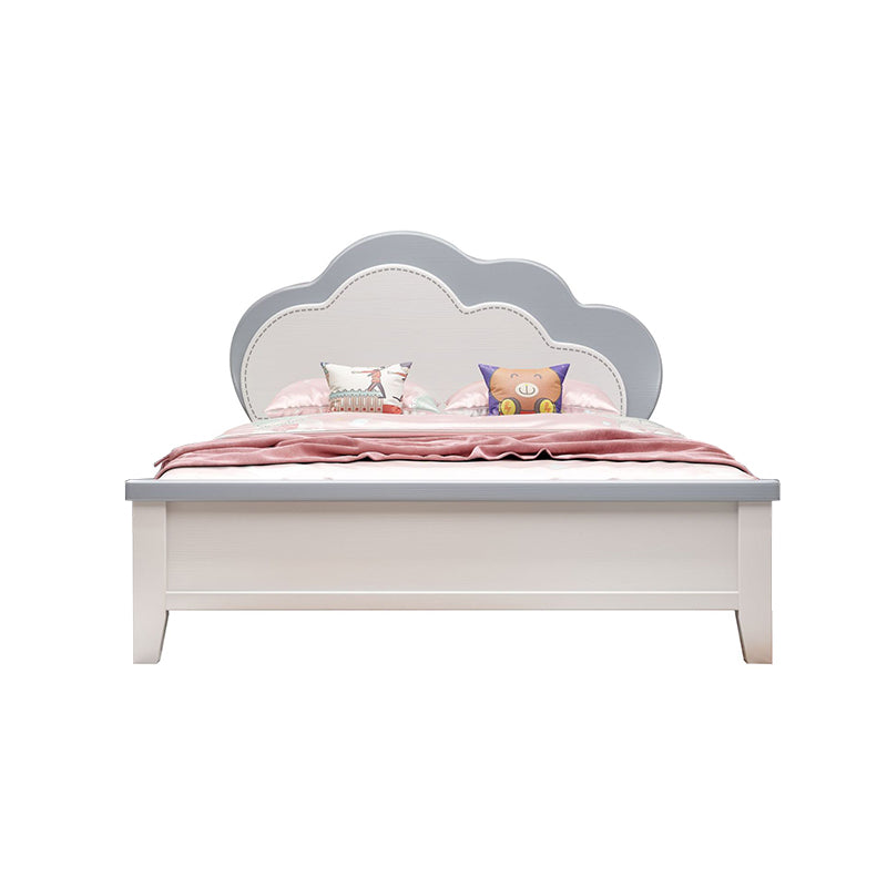 Modern Full & Queen Bed Frame in Rubberwood with Cloud-Shaped Headboard