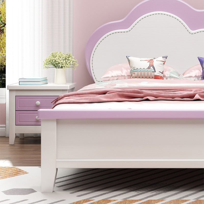 Modern Full & Queen Bed Frame in Rubberwood with Cloud-Shaped Headboard