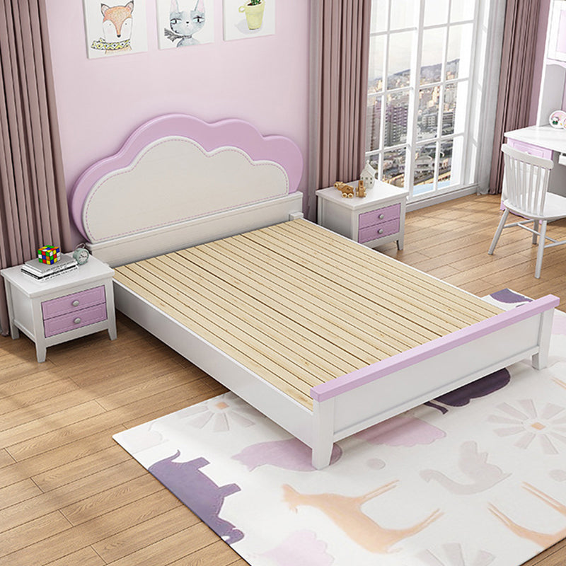 Modern Full & Queen Bed Frame in Rubberwood with Cloud-Shaped Headboard