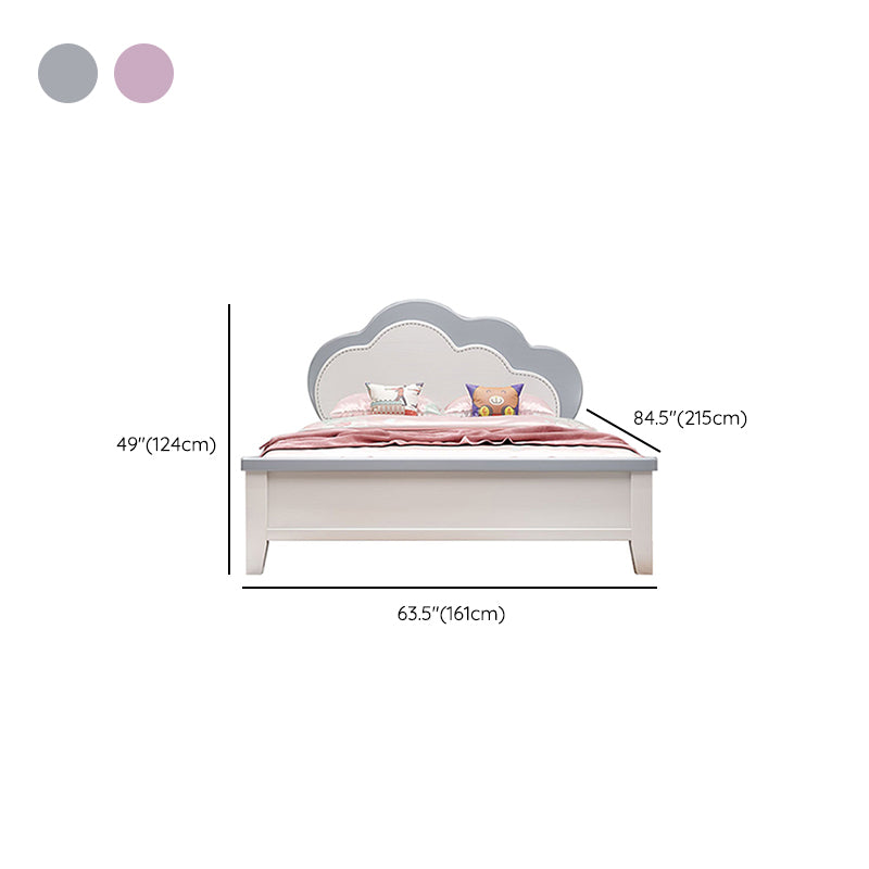 Modern Full & Queen Bed Frame in Rubberwood with Cloud-Shaped Headboard