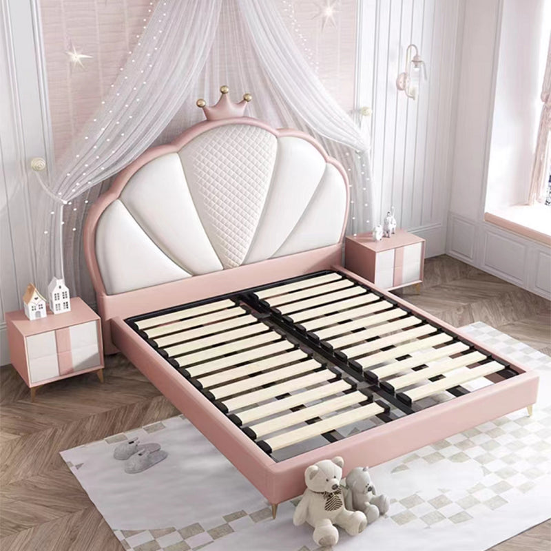 Modern Crown-Shaped Headboard Bed Frame King & Queen Princess Standard Bed with Mattress