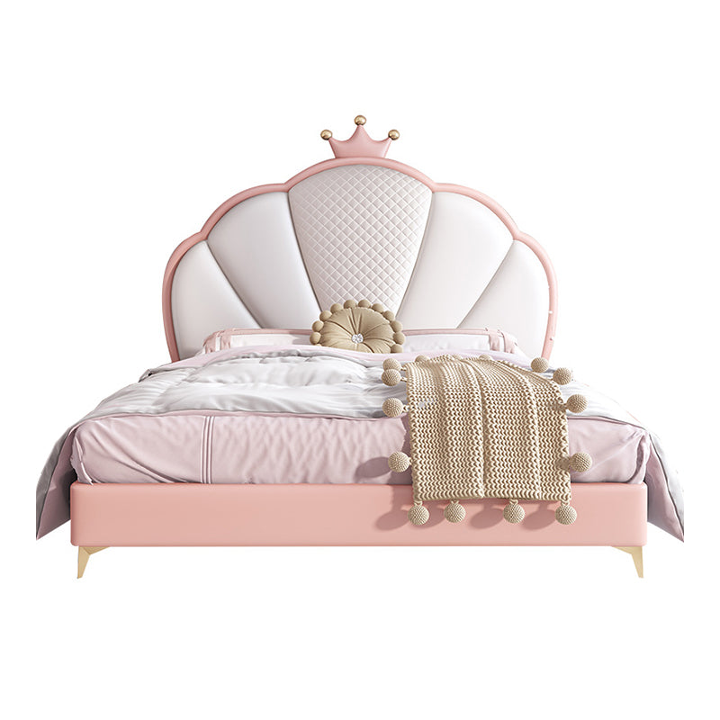 Modern Crown-Shaped Headboard Bed Frame King & Queen Princess Standard Bed with Mattress