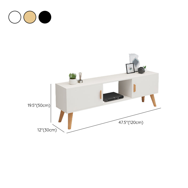 Scandinavian TV Media Stand 12" W Wood TV Media Console with Splayed Wooden Legs