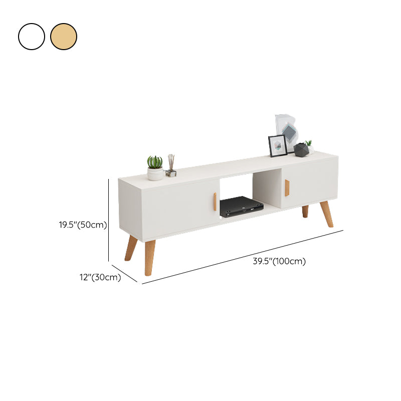 Scandinavian TV Media Stand 12" W Wood TV Media Console with Splayed Wooden Legs