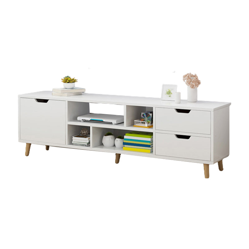 Open Shelving TV Media Stand Scandinavian TV Media Console with Drawers