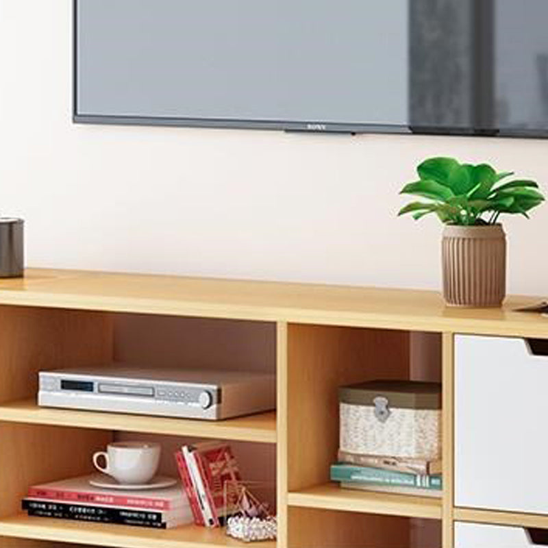 Open Shelving TV Media Stand Scandinavian TV Media Console with Drawers