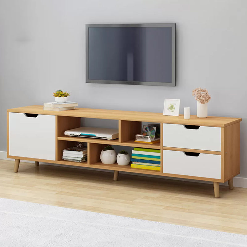 Open Shelving TV Media Stand Scandinavian TV Media Console with Drawers