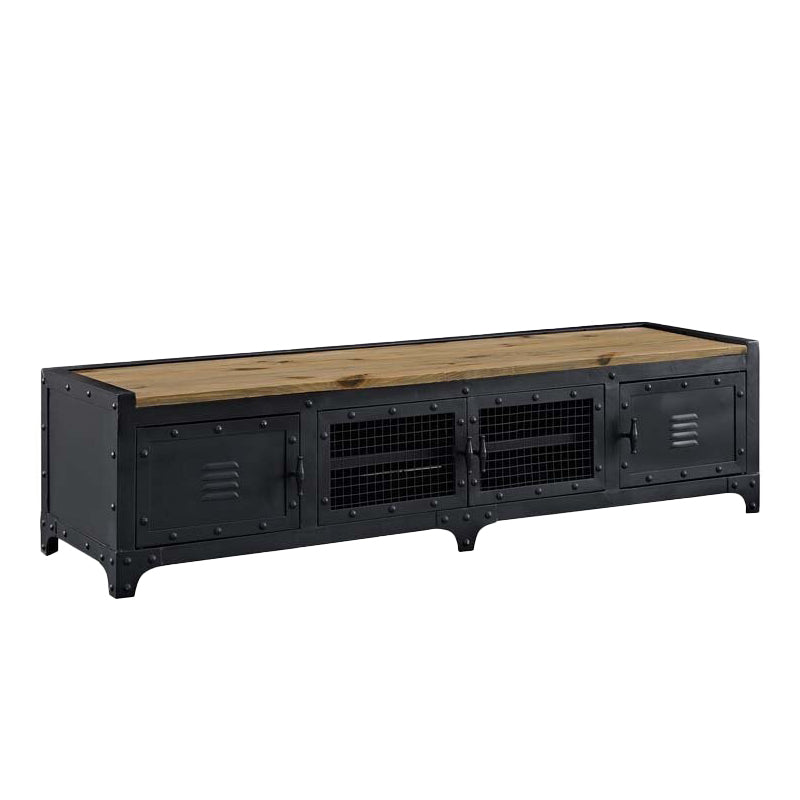 American Retro Industrial Style TV Cabinet Iron Art Solid Wood Bedroom TV Stand