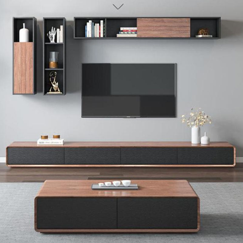 Contemporary 15.75-inch D TV Console Wooden TV Stand for TVs with Drawers